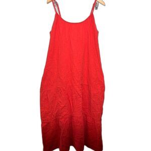 Pact Gauze Orange Coastal Cami Maxi Dress Women's XL Extra Large Beach Natural